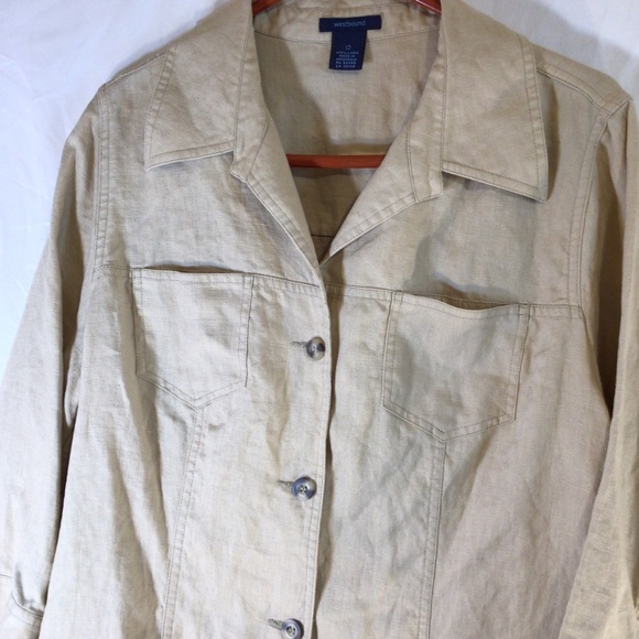 Westbound women’s 100% linen jacket beige size 12 - Picture 3 of 8